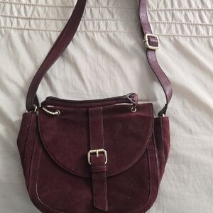 Chic Burgundy  Bag Leather And Velvet